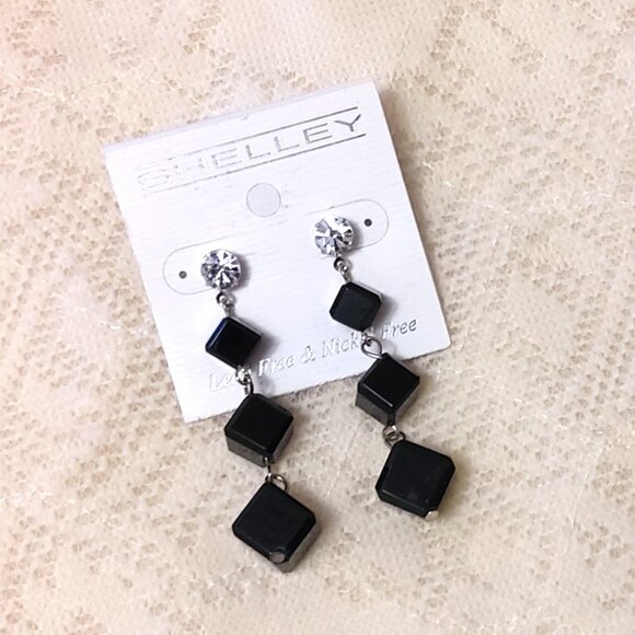 NEW Handcrafted Black Beads Drop Earrings Women Fashion Jewelry Gifts - Picture 3 of 4